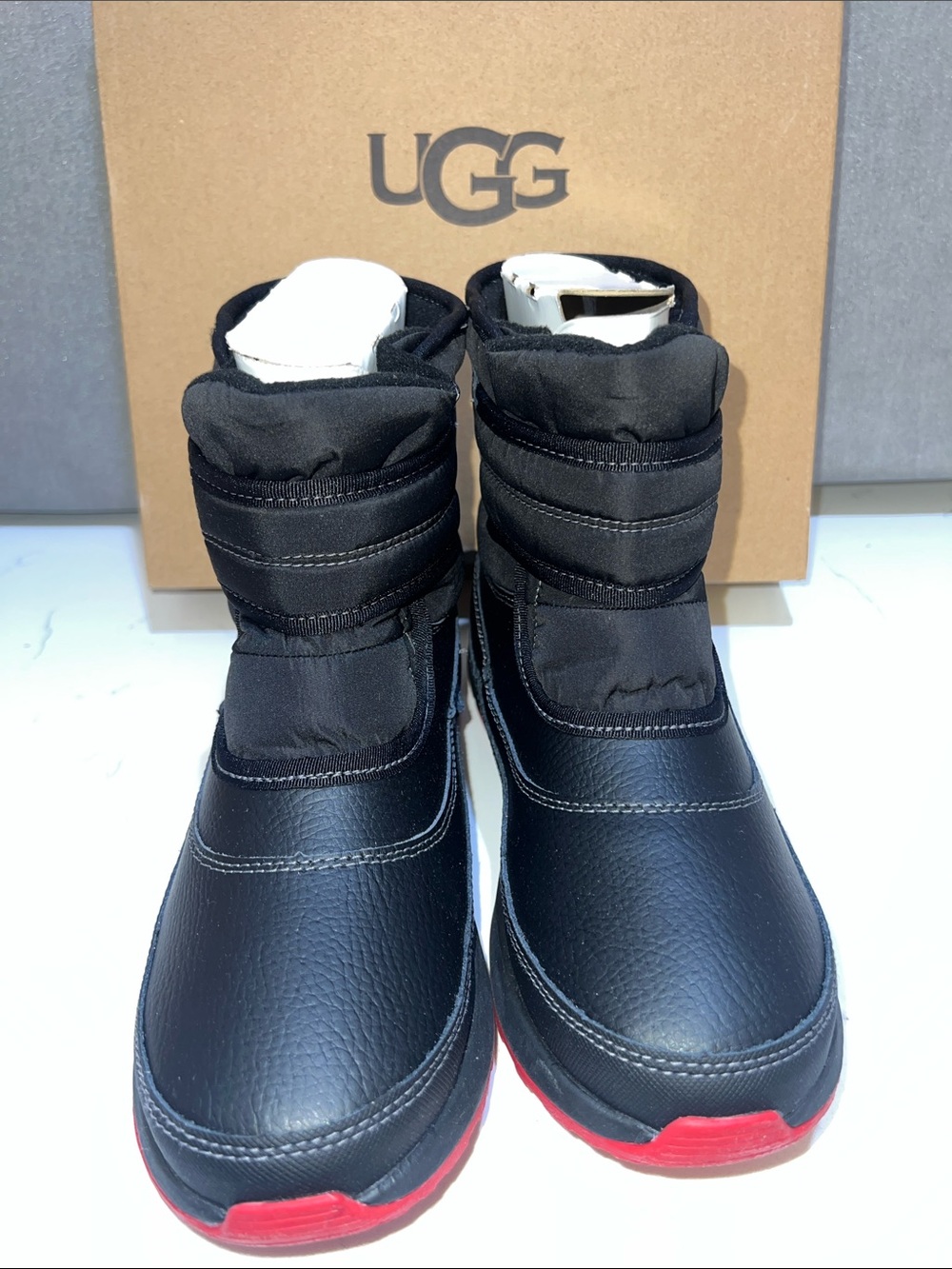 UGG Kids Black Taney Boots Waterproof with Red Sole Accent Size 5